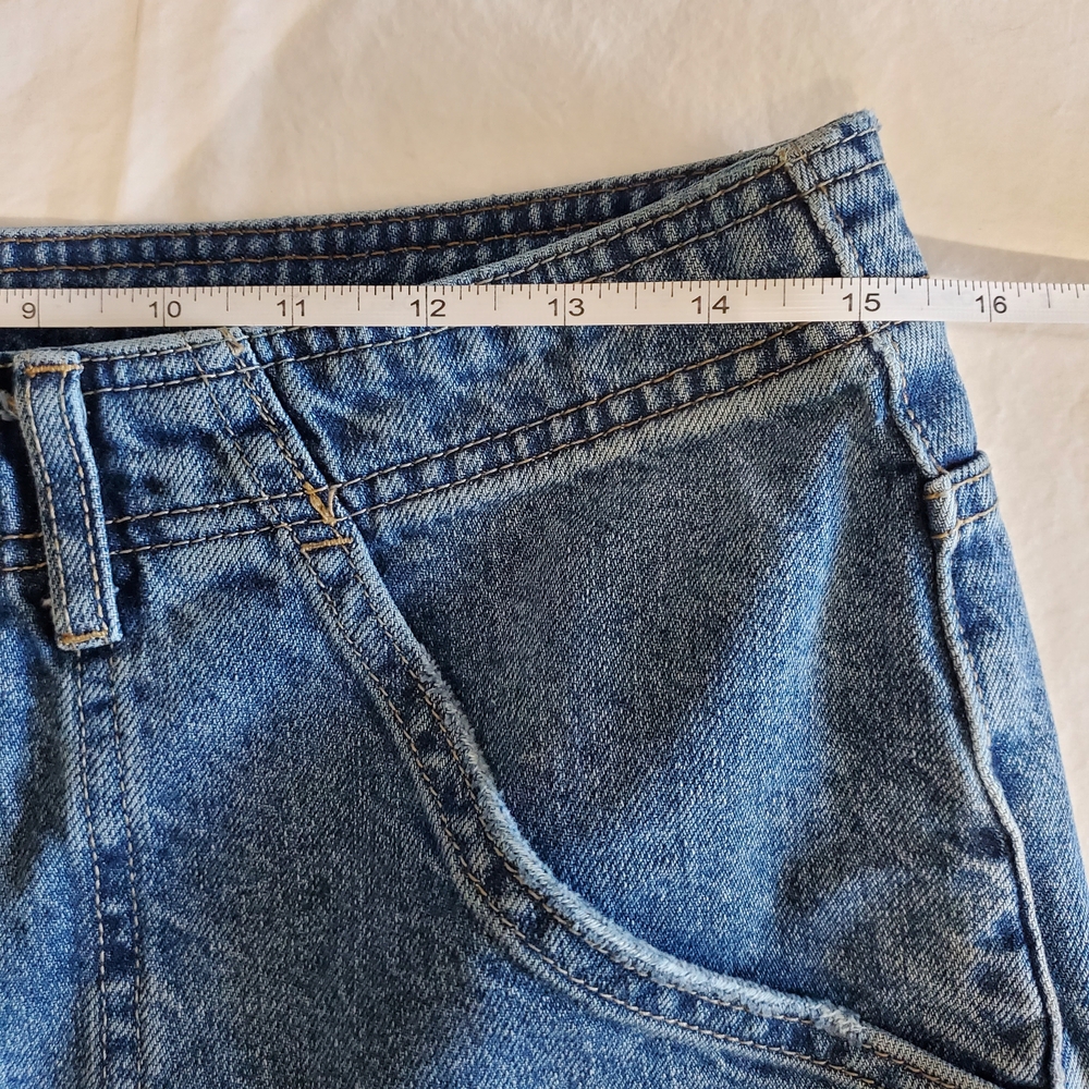 Free People We The Free Cargo Patchwork Jeans Wide Leg Utility Denim Size 29 - Picture 6 of 7